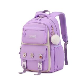 qhrids girls backpack aesthetic laptop backpacks 15.6 inch kids elementary college school bag kawaii large bookbag anime casual travel daypack for teen girls women students