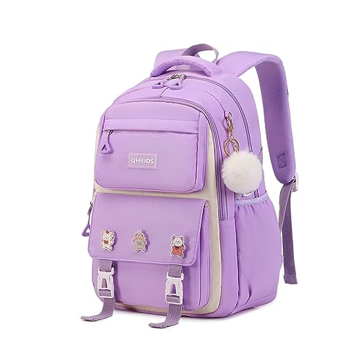 QHRIDS Girls Backpack Aesthetic Laptop Backpacks 15.6 Inch Kids Elementary College School Bag Kawaii Large Bookbag Anime Casual Travel Daypack for Teen Girls Women Students