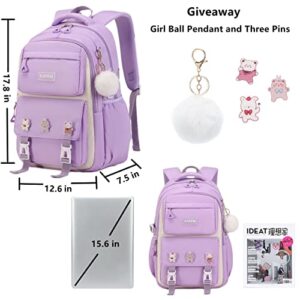 QHRIDS Girls Backpack Aesthetic Laptop Backpacks 15.6 Inch Kids Elementary College School Bag Kawaii Large Bookbag Anime Casual Travel Daypack for Teen Girls Women Students