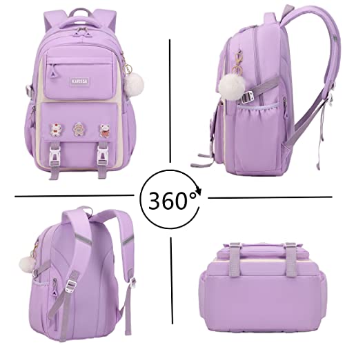 QHRIDS Girls Backpack Aesthetic Laptop Backpacks 15.6 Inch Kids Elementary College School Bag Kawaii Large Bookbag Anime Casual Travel Daypack for Teen Girls Women Students