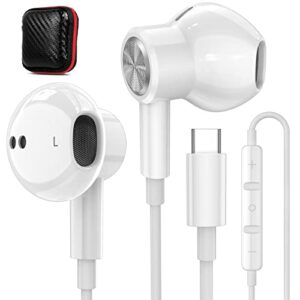 usb c headphones for iphone 15 pro max plus,new ipad,google pixel 7a 6a 6 5 4xl,hifi stereo usb type c earphones magnetic wired earbud in-ear usb-c headset with mic for samsung s23 s22 s21 s20 a54 a53