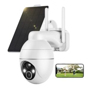 tkenpro 2k security cameras wireless outdoor with ultra hd spotlight color night vision, solar security camera outdoor with pir detection, pan tilt, 4x digital zoom, 2.4ghz wi-fi, ip65 waterproof