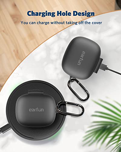 【EarFun Official】 Protective Case Cover for EarFun Air Pro 3, Soft Silicone Protective Case with Keychain, Shock-Proof Silicone Skin Full Protective Cover, Supports Wireless Charging, Black