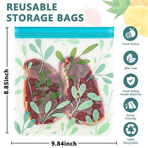 4 Pack Dishwasher Safe Reusable Gallon Freezer Bags,Reusable Food Storage Bags,Reusable Ziplock Bags Silicone For Travel/Home Kitchen Organization Marinate Meats, Cereal, Sandwich, Snack (BPA FREE)