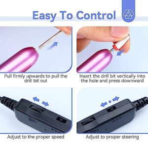 Saviland Portable Electric Nail Drill - 20000 RPM USB Electric Nail File with 7 Nail Drill Bits & 51 Sanding Bands for Nail Prep Acrylic Nails Dip Nails Gel Nails Home Salon Use, Blue-Violet Gradient