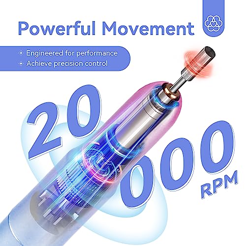 Saviland Portable Electric Nail Drill - 20000 RPM USB Electric Nail File with 7 Nail Drill Bits & 51 Sanding Bands for Nail Prep Acrylic Nails Dip Nails Gel Nails Home Salon Use, Blue-Violet Gradient