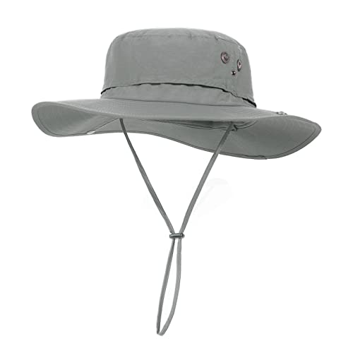 PLCWSCFV Sun Hats for Men Bucket Boonie UV Protection UPF50+ Waterproof Wide Brim Foldable Packable Fishing Beach Safari Light Grey X-Large XX-Large XL XXL