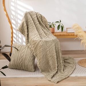 YUSOKI Sherpa Throw Blanket(Without Pillows)-3D Stylish Design Super Soft Fuzzy Cozy Warm Blanket Thick Plush Fluffy Furry Blankets for Teen Girls Women Couch Bed Sofa Chair Men Gift(Tan,50"x65")