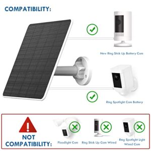 6W Solar Panel Charging Compatible with Ring Spotligth Cam Battery & New Ring Stick Up Battery Cam only, with 13.1ft Waterproof Charging Cable, IP65 Weatherproof,Includes Secure Wall Mount