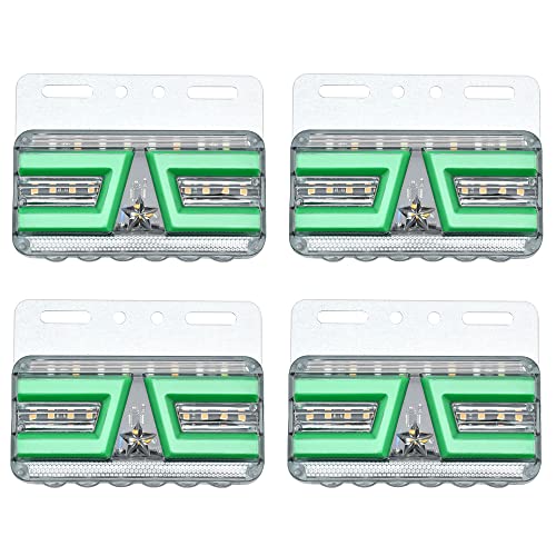 4Pcs Side Marker Truck 24V Trailer Clearance Lights Lighting Dynamic Turn Signal Red White Amber Blue Green,Green