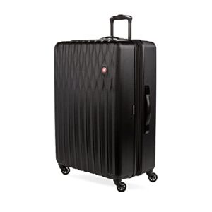 swissgear 8018 hardside expandable luggage with spinner wheels, black, checked-large 27-inch