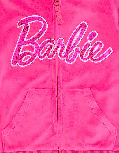 Barbie Toddler Girls Velour Zip Up Hoodie Pants Outfit Set Pink 5T