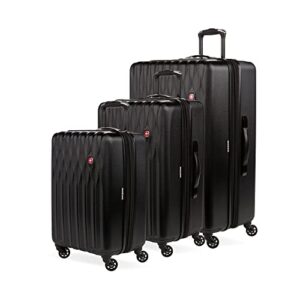 swissgear 8018 hardside expandable luggage with spinner wheels, black, 3-piece set (20/24/27)