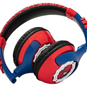 eKids Spiderman Kids Bluetooth Headphones, Wireless Headphones with Microphone Includes Aux Cord, Volume Reduced Kids Foldable Headphones for School, Home, or Travel