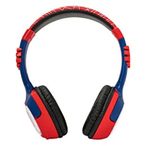 eKids Spiderman Kids Bluetooth Headphones, Wireless Headphones with Microphone Includes Aux Cord, Volume Reduced Kids Foldable Headphones for School, Home, or Travel