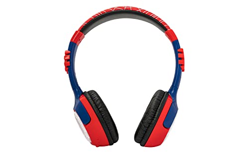 eKids Spiderman Kids Bluetooth Headphones, Wireless Headphones with Microphone Includes Aux Cord, Volume Reduced Kids Foldable Headphones for School, Home, or Travel