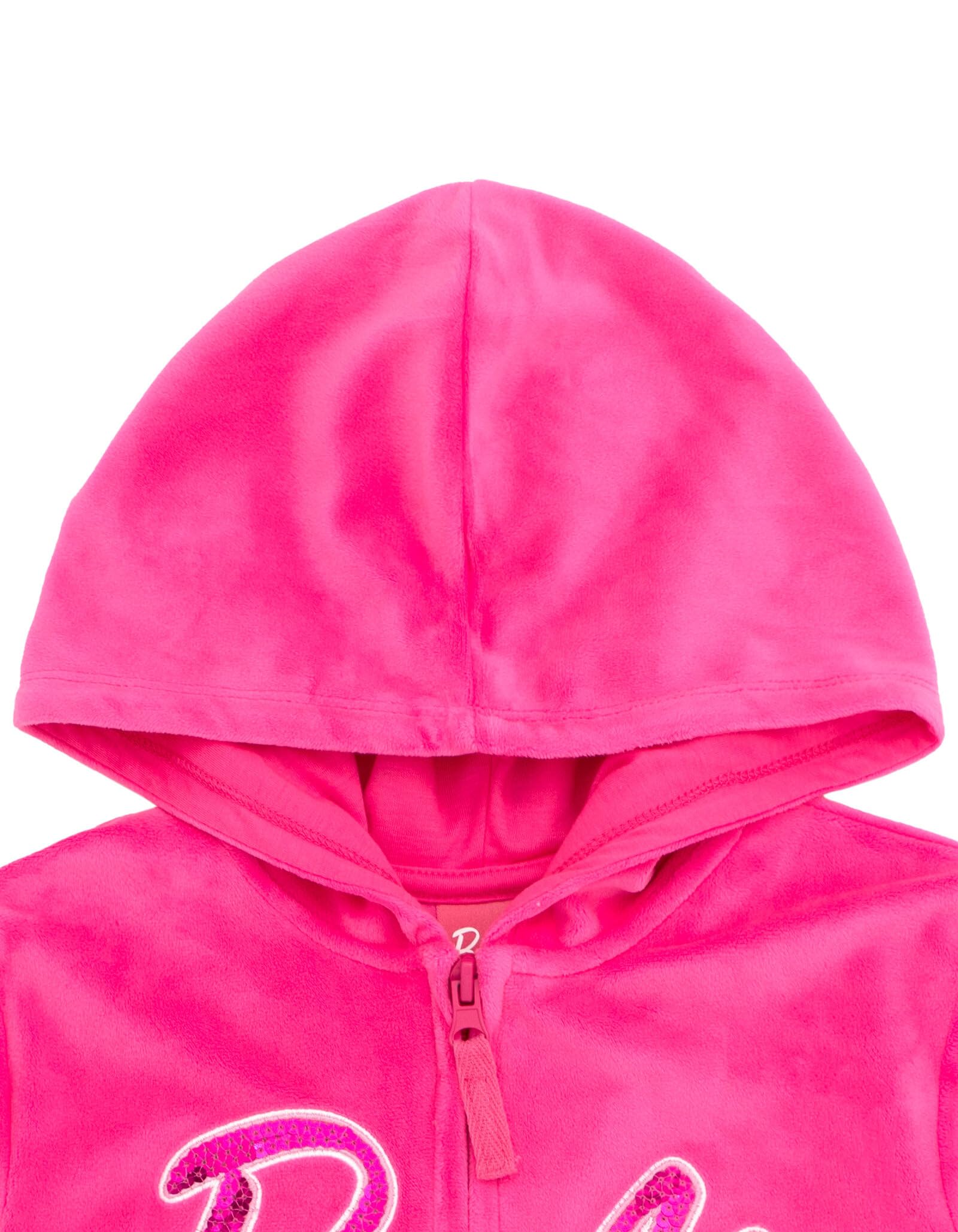 Barbie Little Girls Velour Zip Up Hoodie Pants Outfit Set Pink 7-8