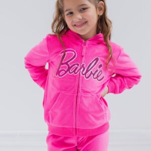 Barbie Little Girls Velour Zip Up Hoodie Pants Outfit Set Pink 7-8