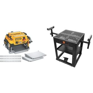 dewalt thickness planer and wen multi-purpose rolling planer and miter saw tool stand with extension rollers (msa658t)
