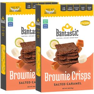 bantastic brownie keto snack, salted caramel crisps - crunchy thin, naturally sweet sugar free brownies snack, gluten free, low carb, dairy free, 3 oz ea (pack of 2)