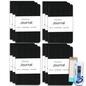 graydon hall bulk journal notebooks set - bundle with 12 softbound notebooks for classroom, office, and more plus pen | composition notebooks bulk