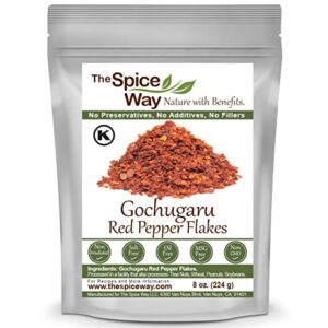 The Spice Way Gochugaru korean red pepper flakes - 8 oz – Premium Quality red pepper flakes & All-Natural Seasoning - Perfect Ingredient for Kimchi, Stir-Fries, Soups and More