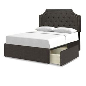 republic design house audrey kahuna platform bed with 4 extra-large under-bed storage drawers, king size, grey polyester