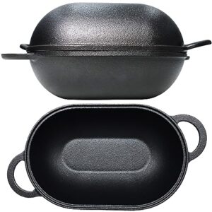 crucible cookware cast iron bread pan with lid (pre-seasoned) with loop handles – oven safe form for baking and cooking, artisan bread kit - loaf pan