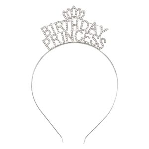 yariew birthday crown for women girls birthday princess headband rhinestone alloy birthday crown birthday girl headband tiara happy birthday princess crown happy birthday party decorations, silver