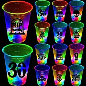 mishunyus 24 pcs glow 30th birthday decorations,death to my 20s party cups,rip to my 20s birthday decorations for funny 30th birthday party supplies，rip twenties birthday cups(16 oz)