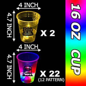 mishunyus 24 Pcs Glow 30th Birthday Decorations,Death to My 20s Party Cups,RIP to My 20s Birthday Decorations for Funny 30th Birthday Party Supplies，RIP Twenties Birthday Cups(16 oz)