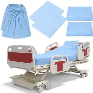 Moukeren 6 Pcs Hospital Bed Sheet Fitted Hospital Bed Sheets 36 x 84 x 14 with Hospital Bed Sheets and Pillow Cases Elastic All Around for Home, Massage Table, Hotel, Hospital (Blue)