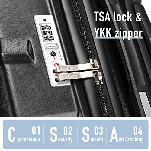 Joyway Luggage Sets 2 Piece Suitcase Set with Spinner Wheels, Large Hard Shell Luggage with TSA Lock (BLACK,20/28IN,8PCS)