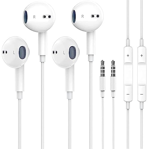 EYIW 2 Packs Apple Earbuds [Apple MFi Certified] Earphones Wired with Microphone for 3.5mm iPhone Headphones (Built-in & Volume Control) Compatible iPhone/iPad/iPod/Computer/MP3/4 (EY-BB1)