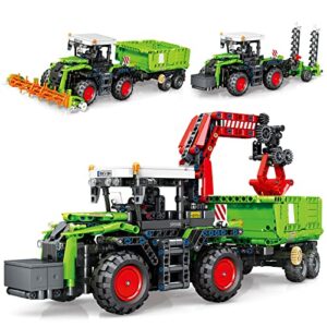 3 in 1 tractor harvester building kits, compatible with lego truck farm construction vehicles set toys for adults and boys girls 8-12(1481 pieces)