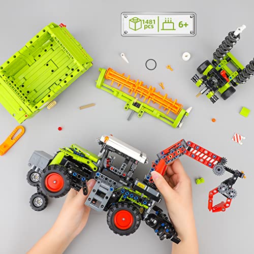 3 in 1 Tractor Harvester Building Kits, Compatible with Lego Truck Farm Construction Vehicles Set Toys for Adults and Boys Girls 8-12(1481 Pieces)