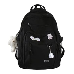 mildame cute girls plush pendant backpack, kawaii school backpack with pin and accessories, aesthetic elementary kids book bags