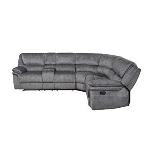 Lexicon Braddock 3-Piece Microfiber Manual Reclining Sectional Sofa, Gray