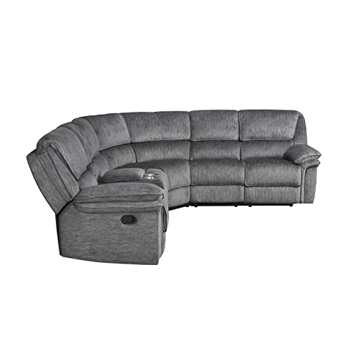 Lexicon Braddock 3-Piece Microfiber Manual Reclining Sectional Sofa, Gray