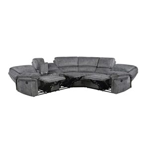 Lexicon Braddock 3-Piece Microfiber Manual Reclining Sectional Sofa, Gray