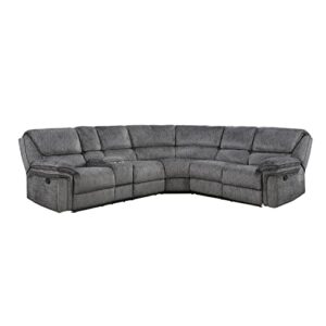 Lexicon Braddock 3-Piece Microfiber Manual Reclining Sectional Sofa, Gray