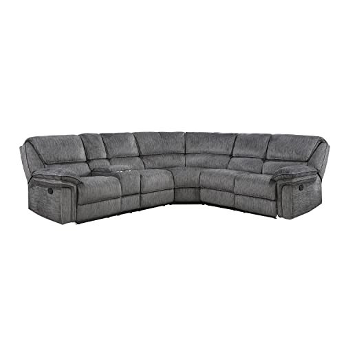 Lexicon Braddock 3-Piece Microfiber Manual Reclining Sectional Sofa, Gray