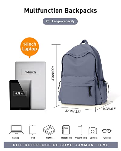 Dark blue Backpack for Women Men, Waterproof High School Bookbag,Lightweight Casual Travel Daypack,Classic Basic College Backpack,Middle School Bag for Teen Girls Boys