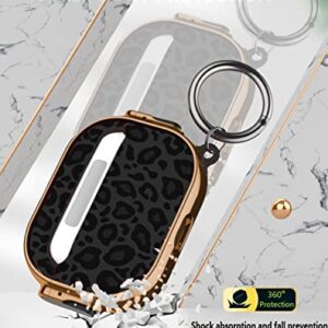 OTOPO Compatible AirPods Pro 2nd/1st Generation Case Lock Leopard Women, Double Secure Lock Clip Hard Shockproof Shell Protective iPods Pro 2 Cover Girl with Keychain for Apple AirPod Pro 2nd Gen Case