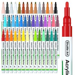 shuttle art paint pens, 42 colors acrylic paint markers, low-odor water-based quick dry paint markers for rock, wood, metal, plastic, glass, canvas, ceramic