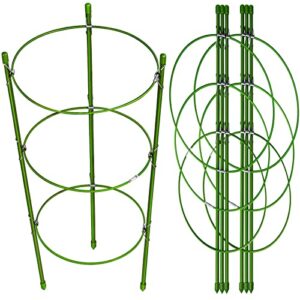 tomato cages, leobro 3 packs plant garden stakes, small tomato plant support cages for garden, metal plant support trellis for tomato peony flower climbing indoor plants, 17.7" h