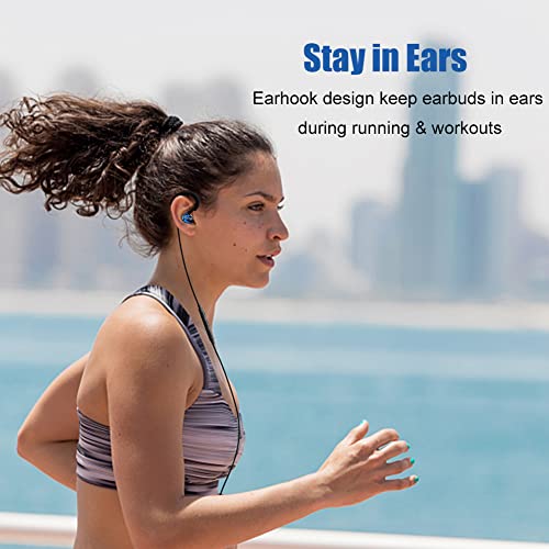 Stereo-to-Mono Single earbud with Mic and Control, Wired One Ear Earphone Headset w Over Ear Hook & Case for Cell Phones Laptop, In-ear Mono Headphone for Driving Sport Running Cycling, Right Ear Only