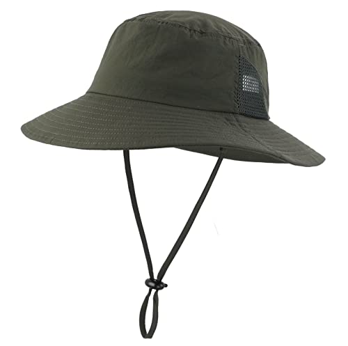 Connectyle Lightweight Cool Mesh Ponytail Bucket Sun Hat for Women UPF 50+ Summer UV Hat Army Green