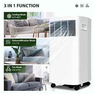 Euhomy Portable Air Conditioner 8000 BTU, Cools up to 300 Sq. Ft, 3-in-1 Portable AC Unit with remote, 24H Timer, Floor Air Conditioner with Installation Kit for Bedroom/Room, White.