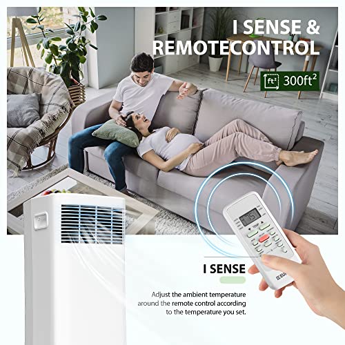 Euhomy Portable Air Conditioner 8000 BTU, Cools up to 300 Sq. Ft, 3-in-1 Portable AC Unit with remote, 24H Timer, Floor Air Conditioner with Installation Kit for Bedroom/Room, White.